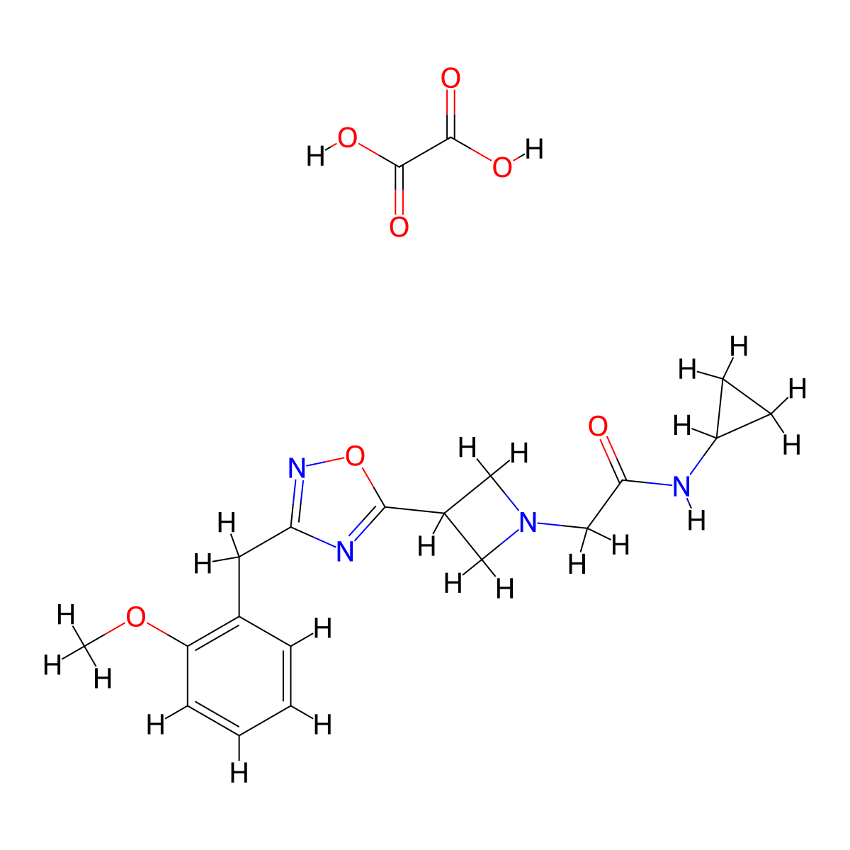 N-cyclopropyl-2-(3-(3-(2-methoxybenzyl)-1,2,4-oxadiazol-5-yl)azetidin-1-yl)acetamide oxalate molecular structure, CAS 1396855-02-9