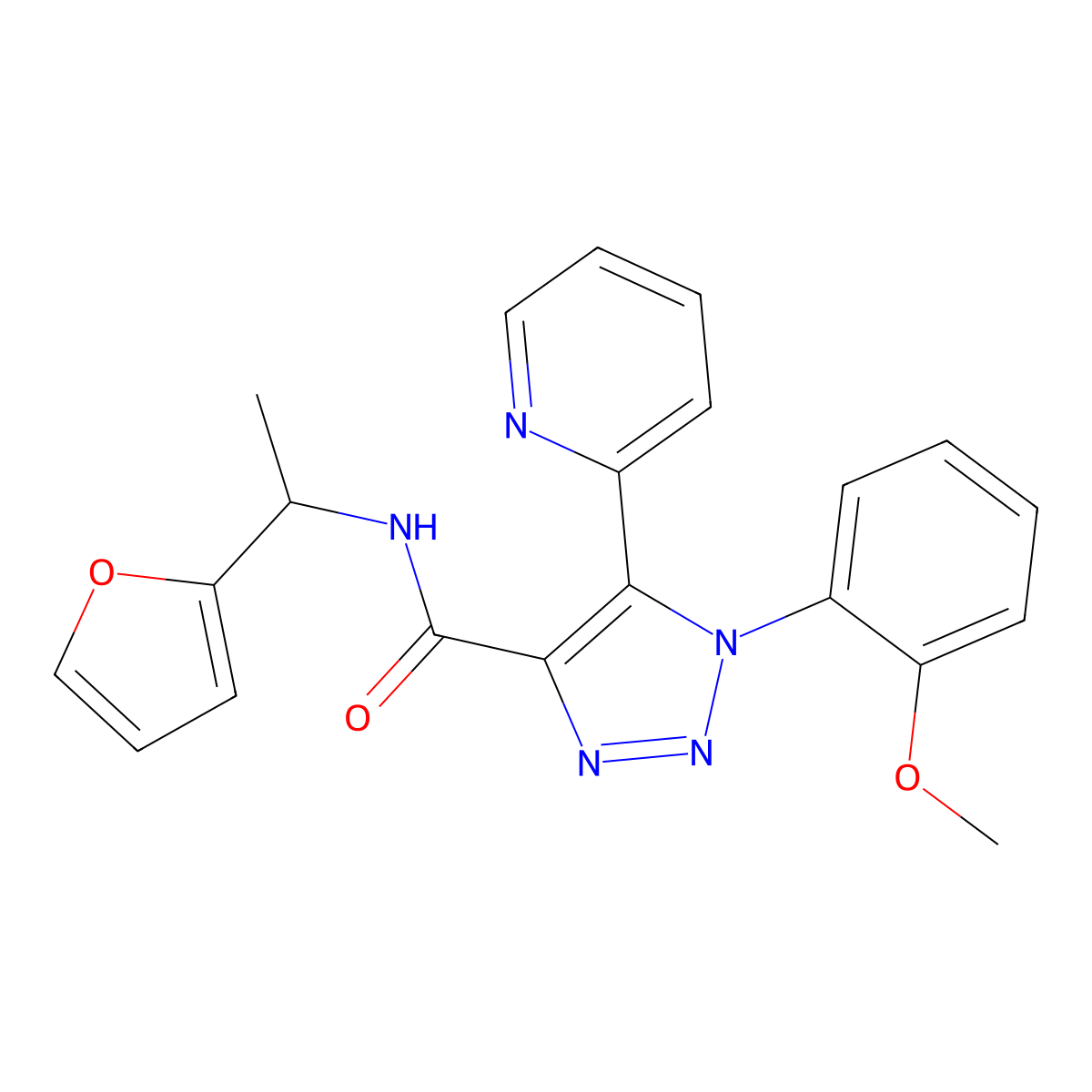 N-[1-(2-furyl)ethyl]-1-(2-methoxyphenyl)-5-pyridin-2-yl-1H-1,2,3-triazole-4-carboxamide molecular structure, CAS 1396855-06-3