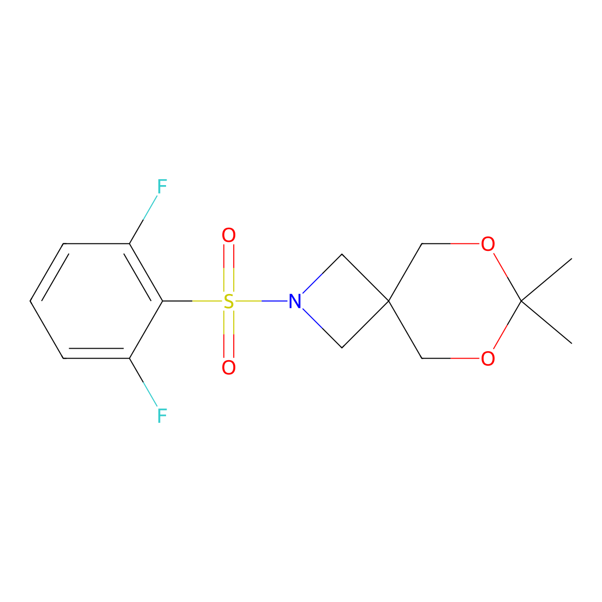 2-((2,6-Difluorophenyl)sulfonyl)-7,7-dimethyl-6,8-dioxa-2-azaspiro[3.5]nonane molecular structure, CAS 1396855-07-4