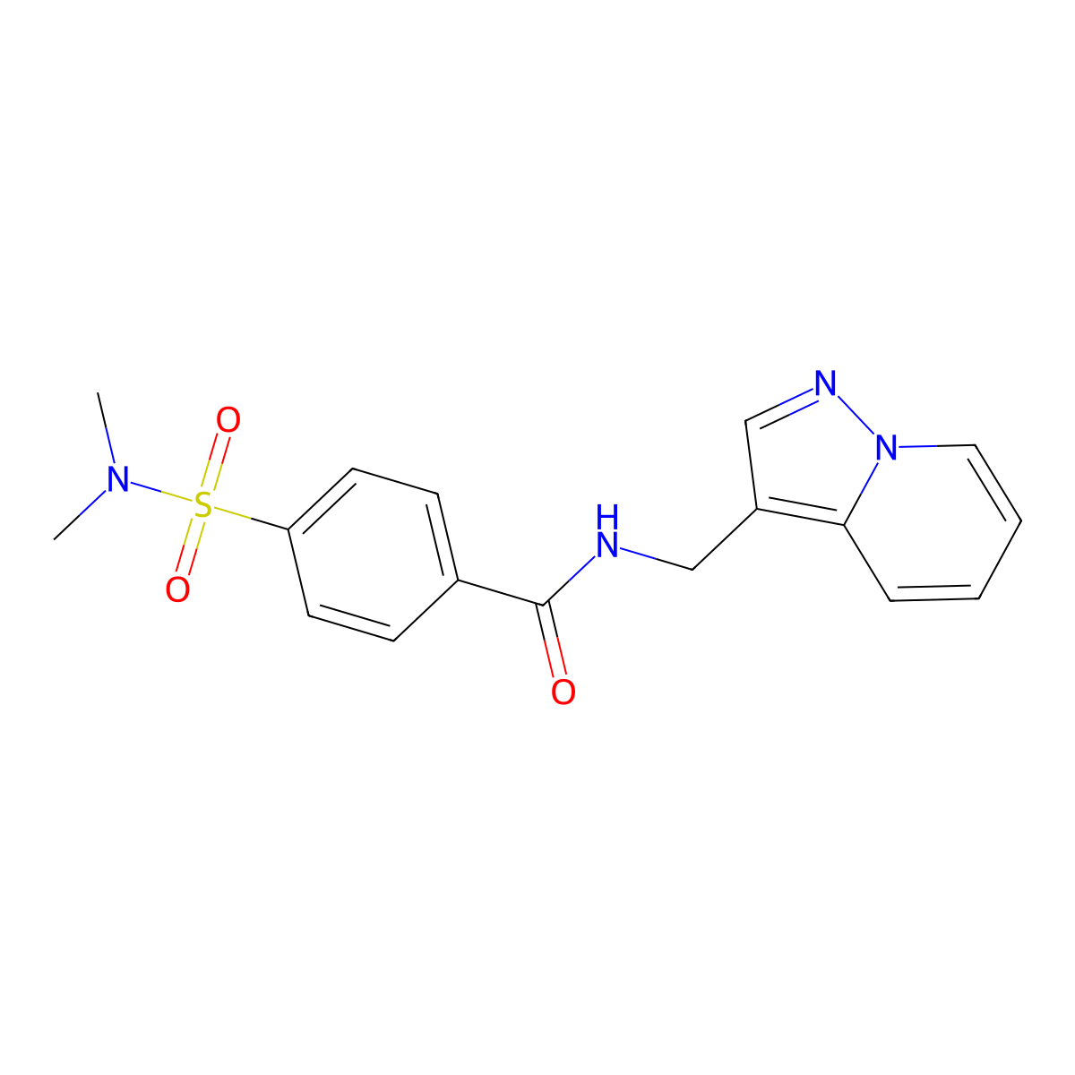 4-(N,N-dimethylsulfamoyl)-N-(pyrazolo[1,5-a]pyridin-3-ylmethyl)benzamide molecular structure, CAS 1396855-08-5