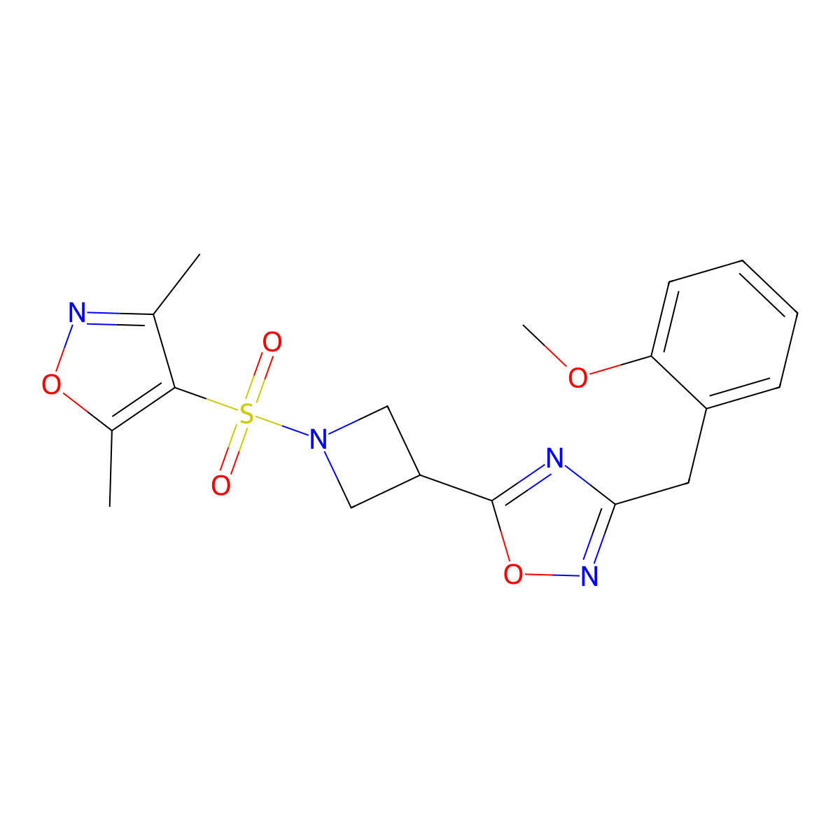 5-(1-((3,5-Dimethylisoxazol-4-yl)sulfonyl)azetidin-3-yl)-3-(2-methoxybenzyl)-1,2,4-oxadiazole molecular structure, CAS 1396855-10-9