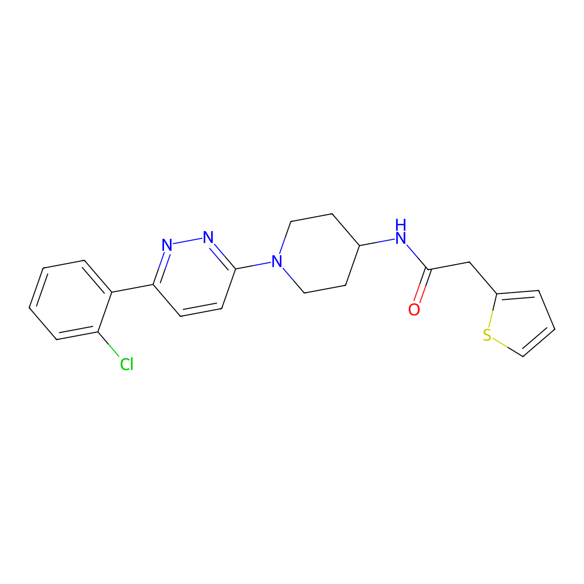N-{1-[6-(2-Chlorophenyl)pyridazin-3-YL]piperidin-4-YL}-2-(thiophen-2-YL)acetamide molecular structure, CAS 1396855-16-5