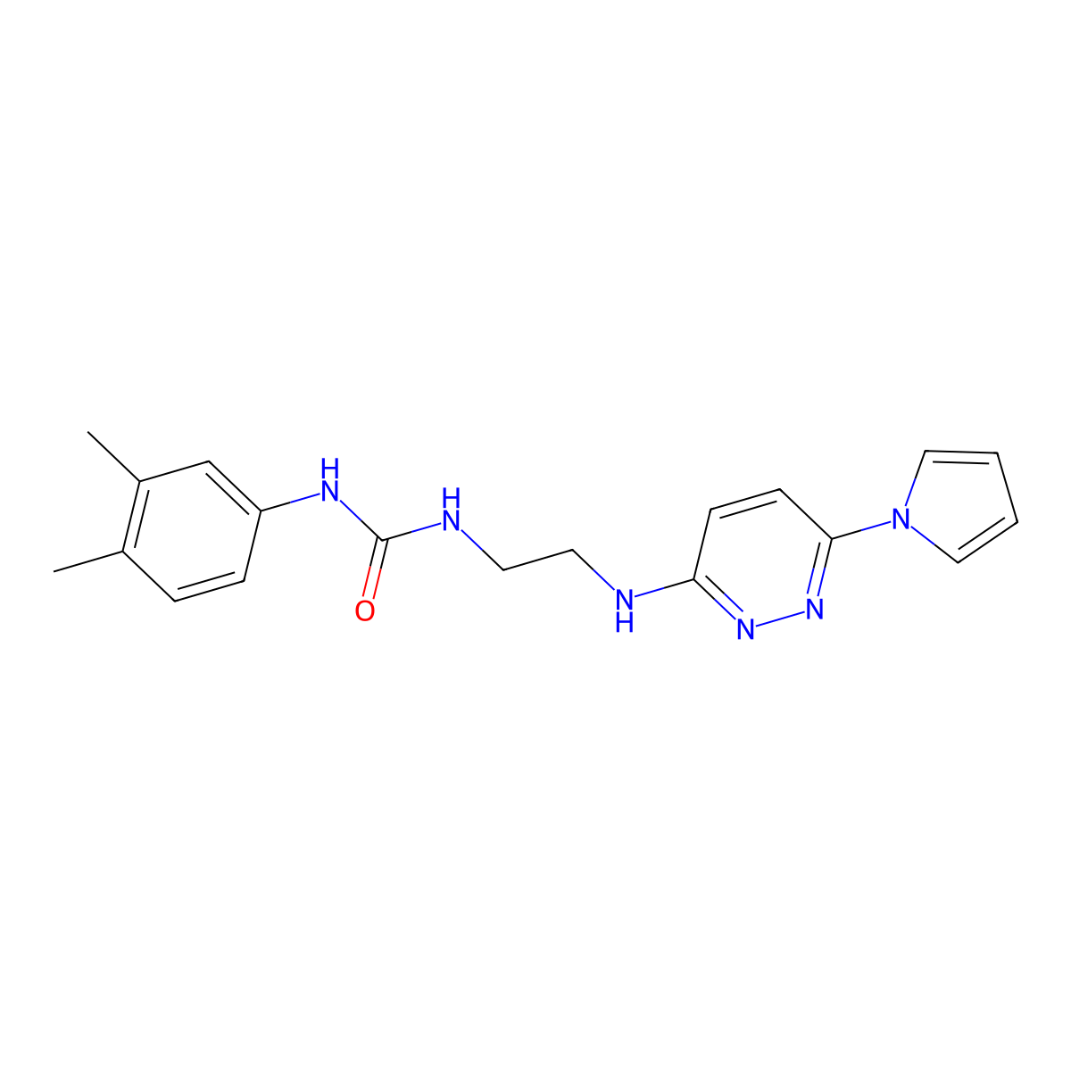 1-(2-((6-(1H-pyrrol-1-yl)pyridazin-3-yl)amino)ethyl)-3-(3,4-dimethylphenyl)urea molecular structure, CAS 1396855-17-6