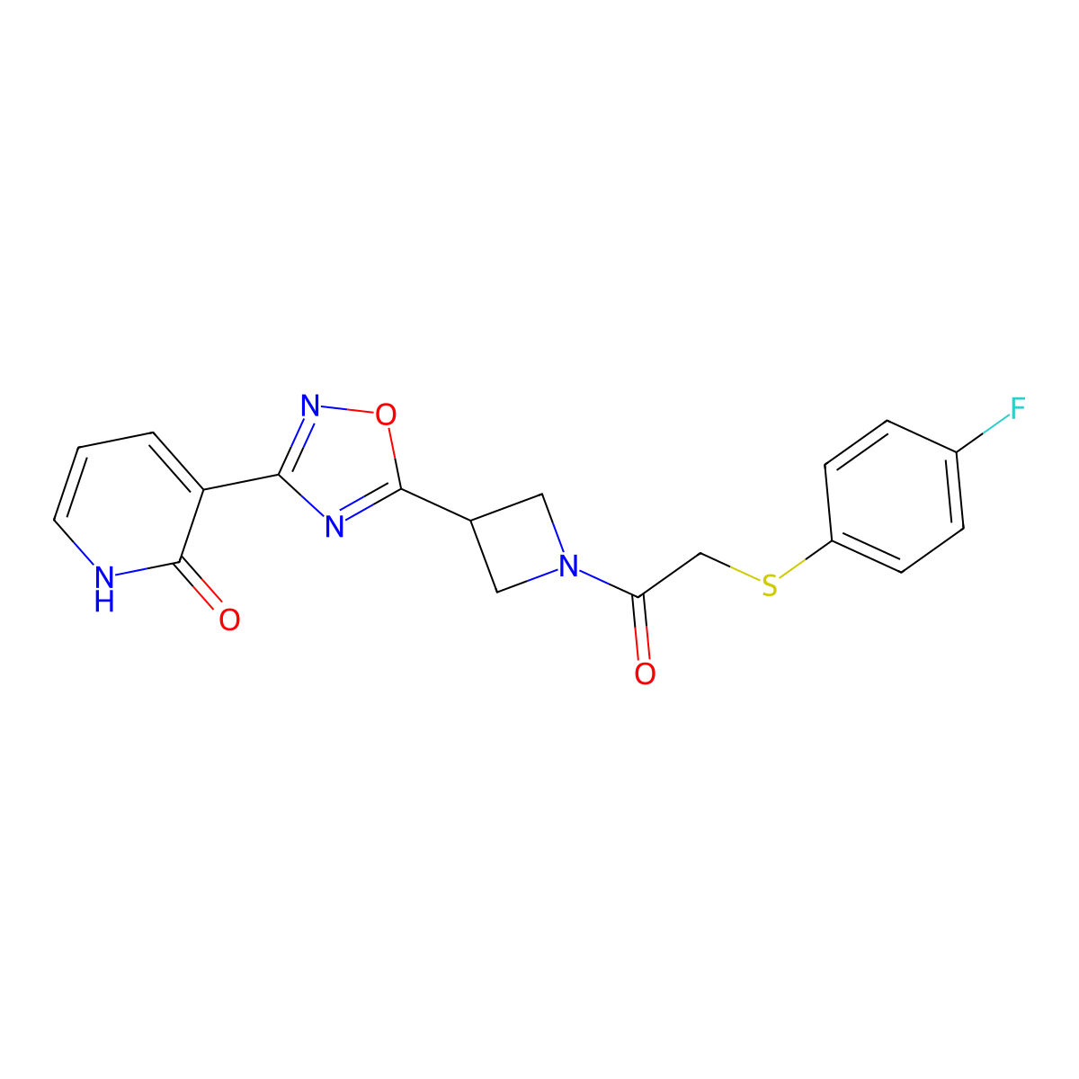 3-(5-(1-(2-((4-fluorophenyl)thio)acetyl)azetidin-3-yl)-1,2,4-oxadiazol-3-yl)pyridin-2(1H)-one molecular structure, CAS 1396855-19-8