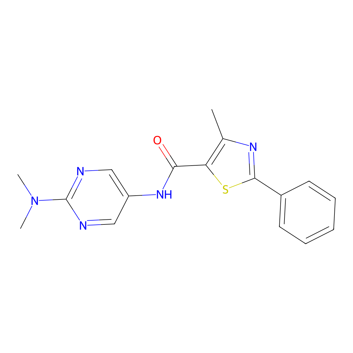 N-[2-(dimethylamino)pyrimidin-5-yl]-4-methyl-2-phenyl-1,3-thiazole-5-carboxamide molecular structure, CAS 1396855-23-4