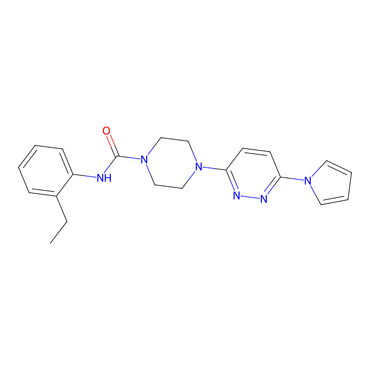 4-(6-(1H-pyrrol-1-yl)pyridazin-3-yl)-N-(2-ethylphenyl)piperazine-1-carboxamide molecular structure, CAS 1396855-25-6