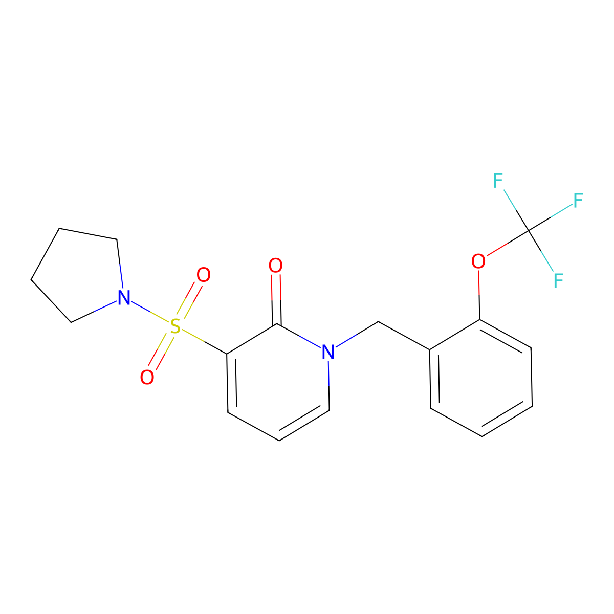 3-(Pyrrolidine-1-sulfonyl)-1-{[2-(trifluoromethoxy)phenyl]methyl}-1,2-dihydropyridin-2-one molecular structure, CAS 1396855-29-0