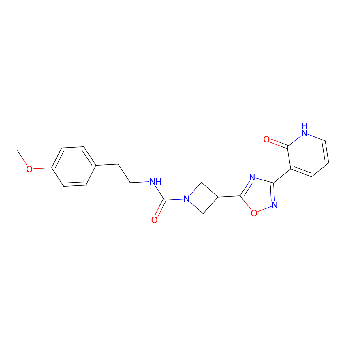 N-(4-methoxyphenethyl)-3-(3-(2-oxo-1,2-dihydropyridin-3-yl)-1,2,4-oxadiazol-5-yl)azetidine-1-carboxamide molecular structure, CAS 1396855-30-3