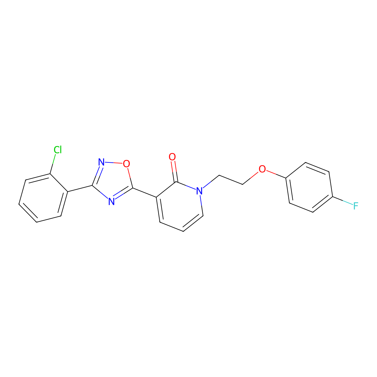3-(3-(2-chlorophenyl)-1,2,4-oxadiazol-5-yl)-1-(2-(4-fluorophenoxy)ethyl)pyridin-2(1H)-one molecular structure, CAS 1396855-31-4