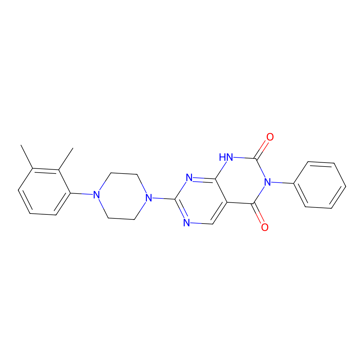 7-(4-(2,3-dimethylphenyl)piperazin-1-yl)-3-phenylpyrimido[4,5-d]pyrimidine-2,4(1H,3H)-dione molecular structure, CAS 1396855-34-7