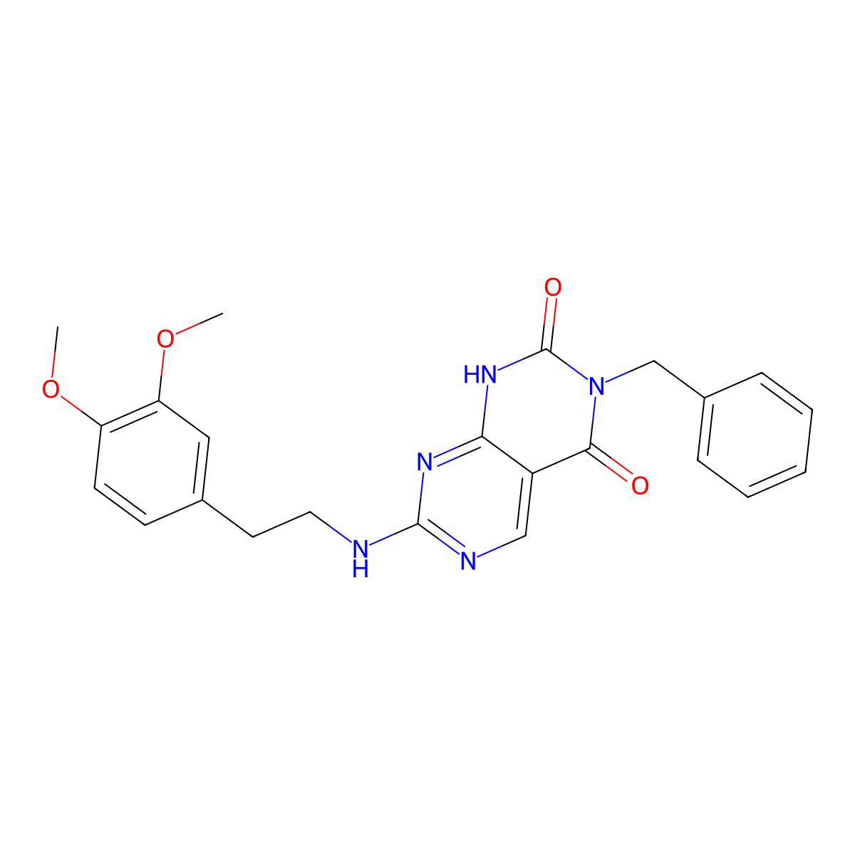 3-benzyl-7-((3,4-dimethoxyphenethyl)amino)pyrimido[4,5-d]pyrimidine-2,4(1H,3H)-dione molecular structure, CAS 1396855-42-7