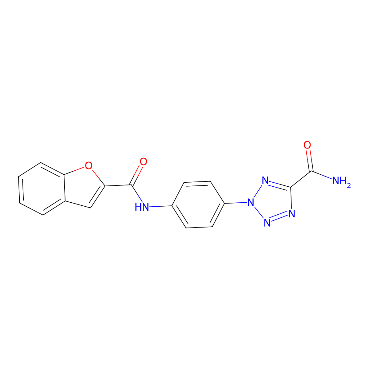 2-(4-(benzofuran-2-carboxamido)phenyl)-2H-tetrazole-5-carboxamide molecular structure, CAS 1396855-45-0