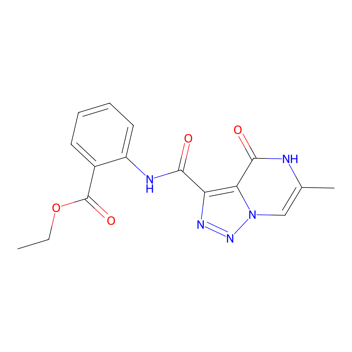 Ethyl 2-(6-methyl-4-oxo-4,5-dihydro-[1,2,3]triazolo[1,5-a]pyrazine-3-carboxamido)benzoate molecular structure, CAS 1396855-47-2