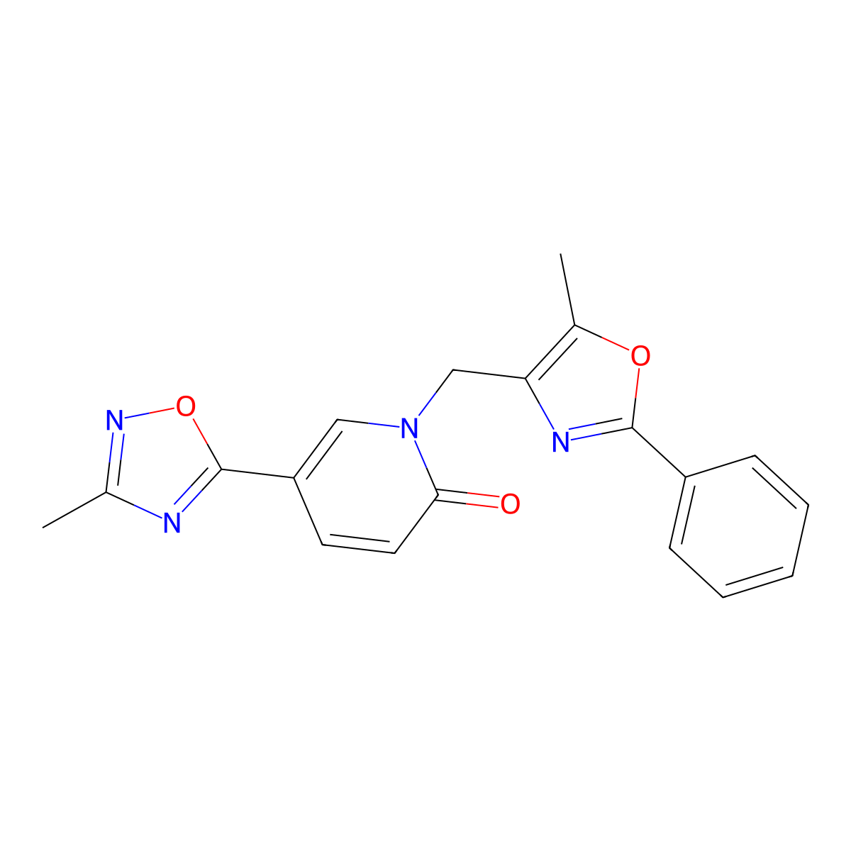 5-(3-methyl-1,2,4-oxadiazol-5-yl)-1-((5-methyl-2-phenyloxazol-4-yl)methyl)pyridin-2(1H)-one molecular structure, CAS 1396855-58-5