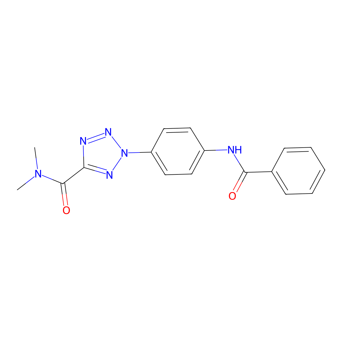 2-(4-benzamidophenyl)-N,N-dimethyl-2H-tetrazole-5-carboxamide molecular structure, CAS 1396855-64-3