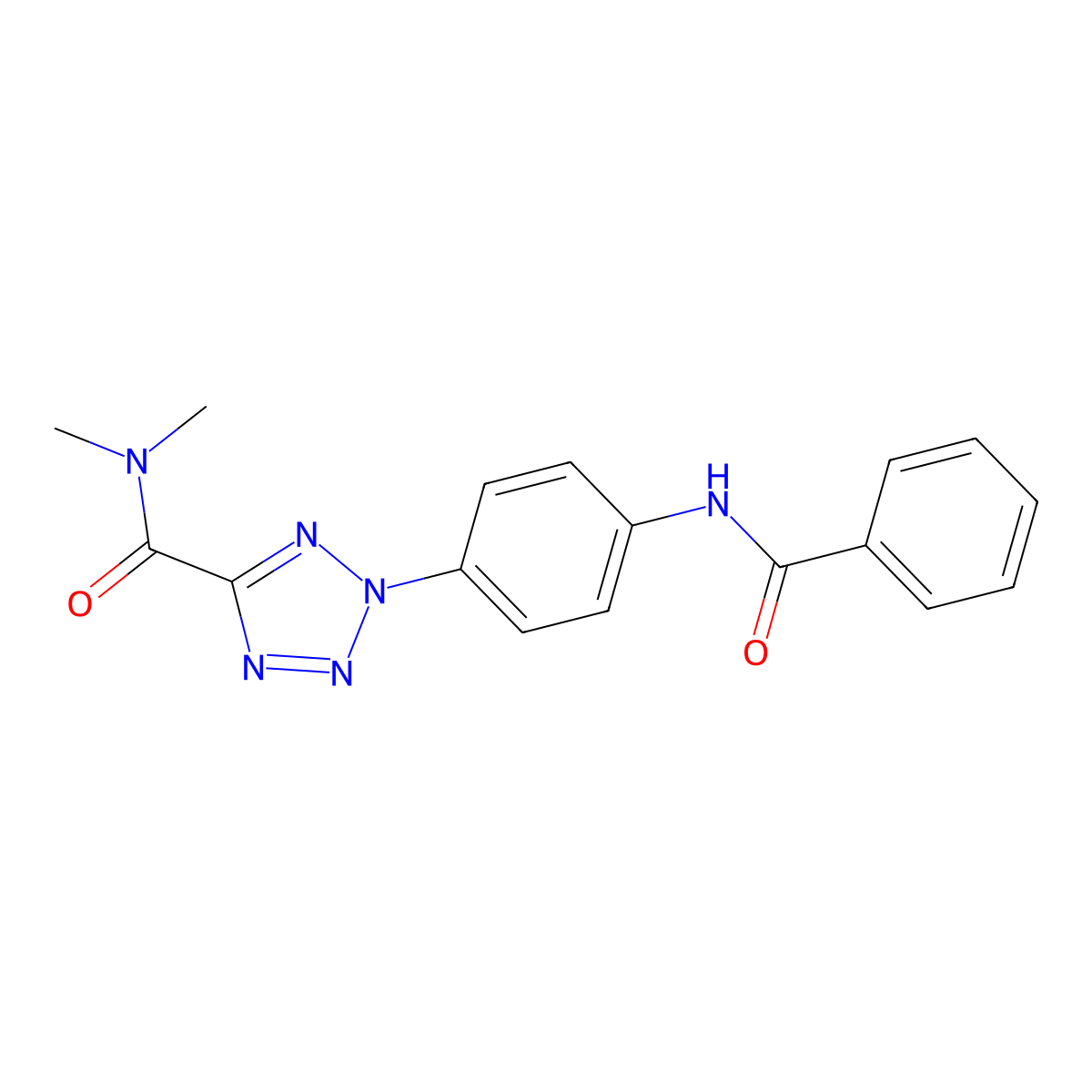 2-(4-benzamidophenyl)-N,N-dimethyl-2H-tetrazole-5-carboxamide molecular structure, CAS 1396855-64-3