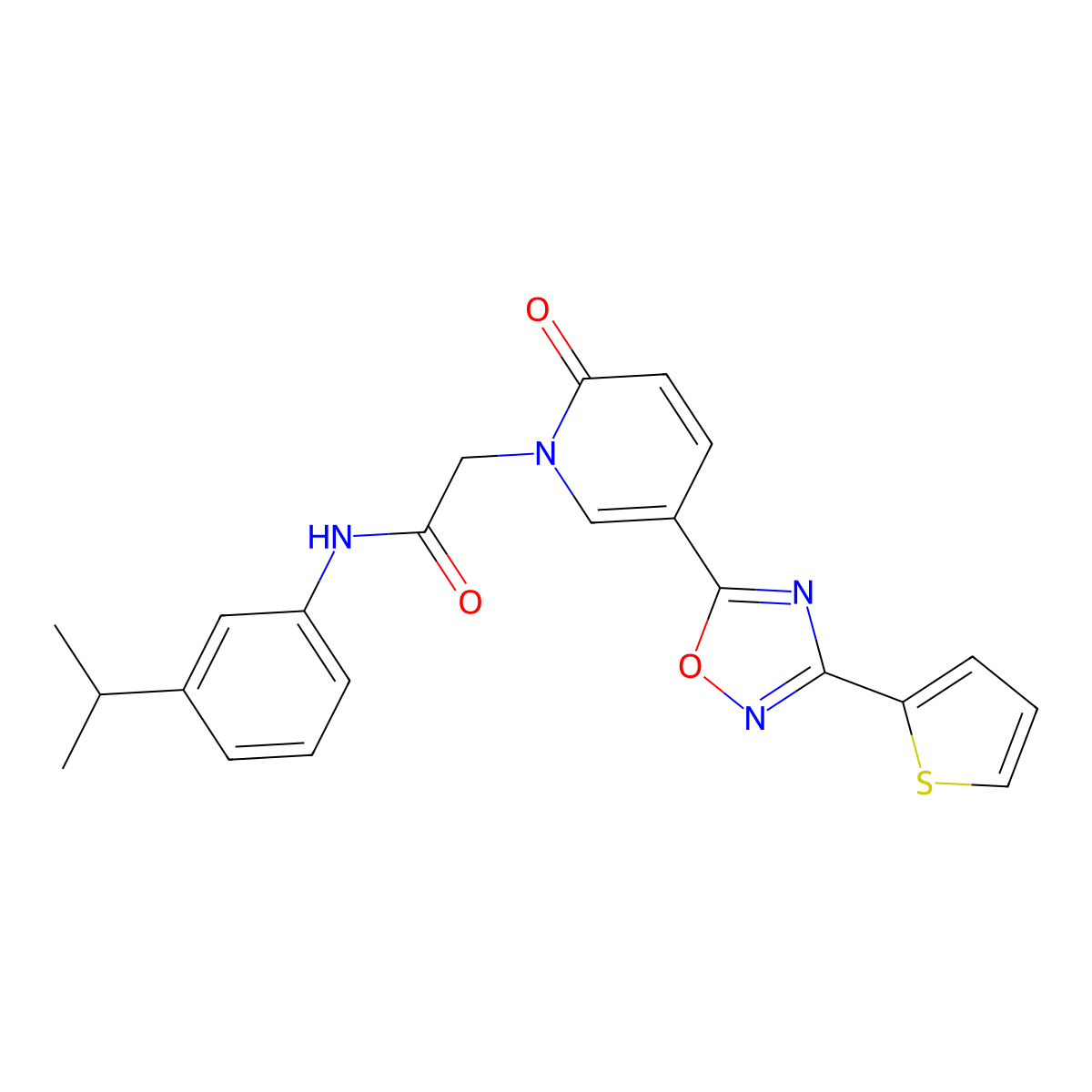N-(3-isopropylphenyl)-2-(2-oxo-5-(3-(thiophen-2-yl)-1,2,4-oxadiazol-5-yl)pyridin-1(2H)-yl)acetamide molecular structure, CAS 1396855-65-4