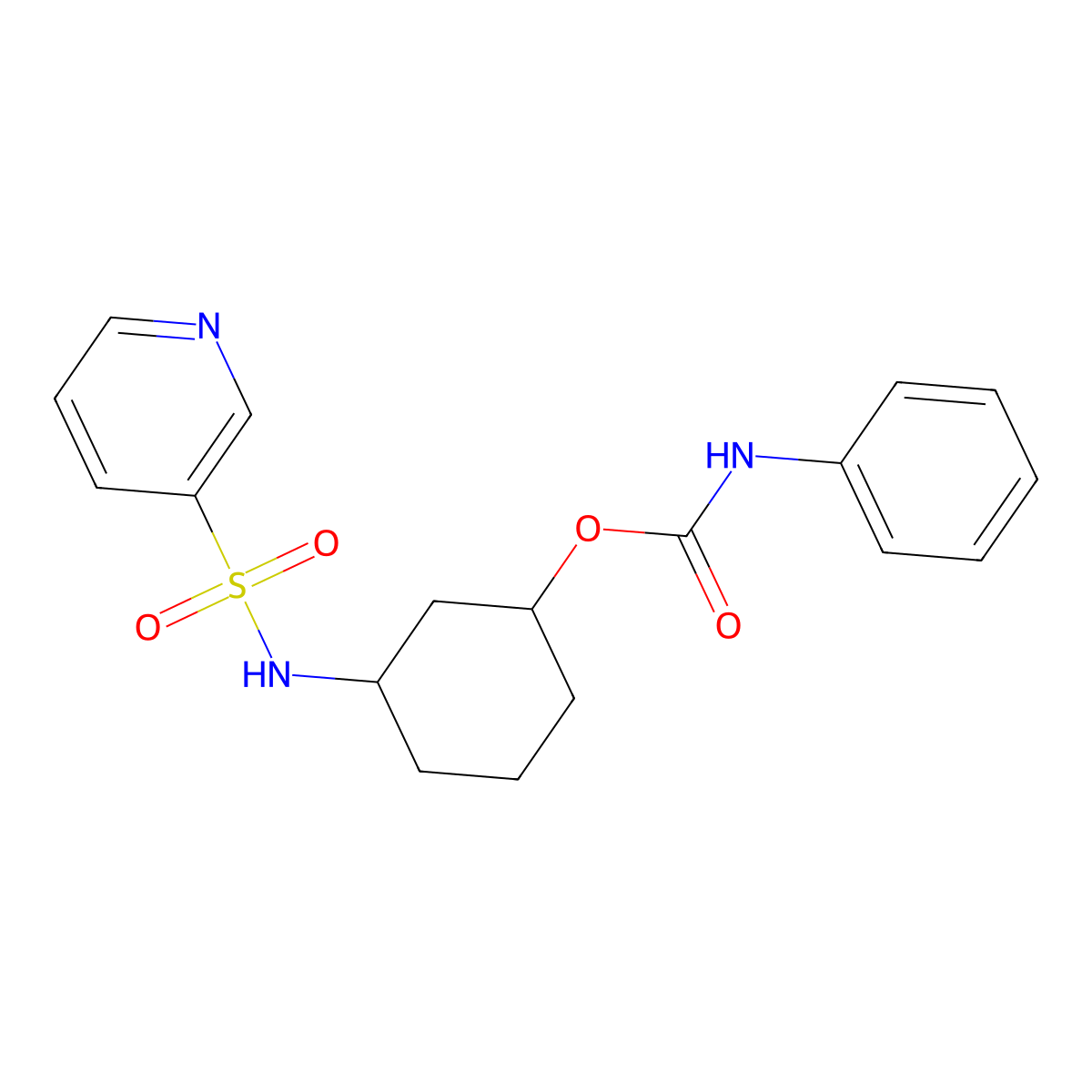 3-(Pyridine-3-sulfonamido)cyclohexyl phenylcarbamate molecular structure, CAS 1396855-68-7