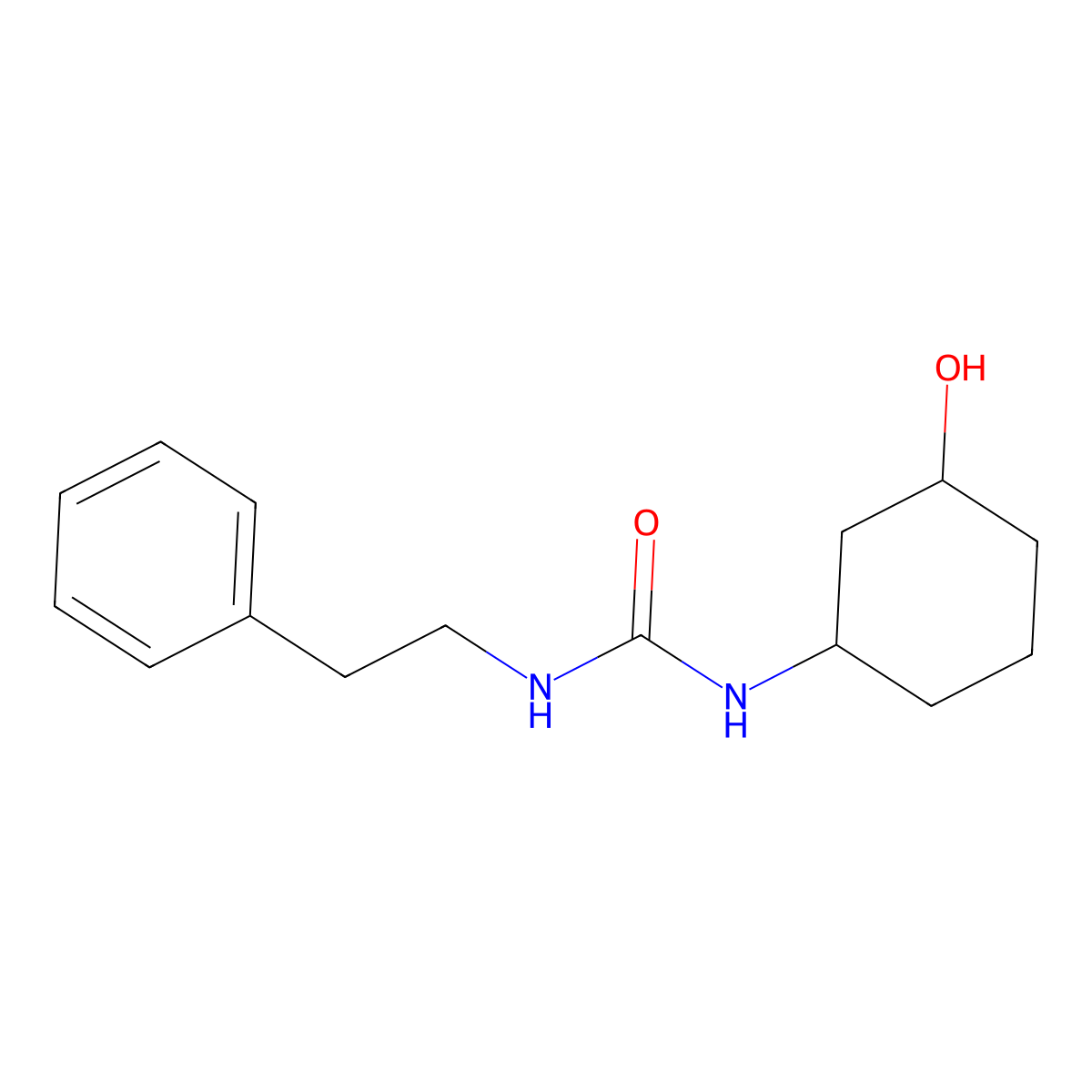3-(3-Hydroxycyclohexyl)-1-(2-phenylethyl)urea molecular structure, CAS 1396855-71-2