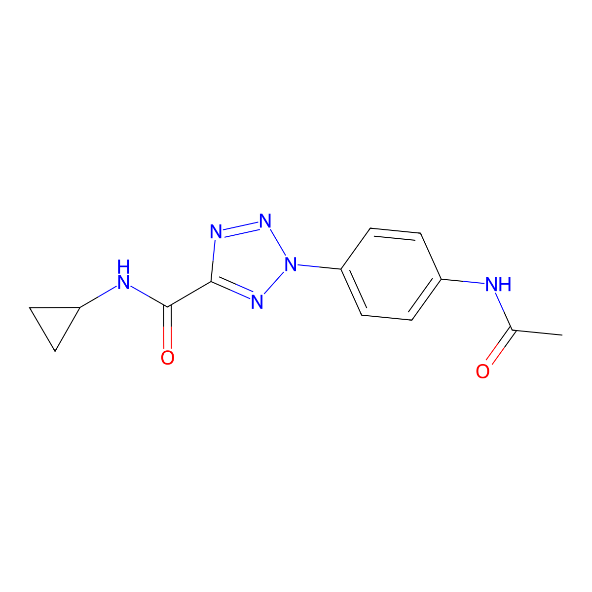 2-(4-acetamidophenyl)-N-cyclopropyl-2H-tetrazole-5-carboxamide molecular structure, CAS 1396855-73-4