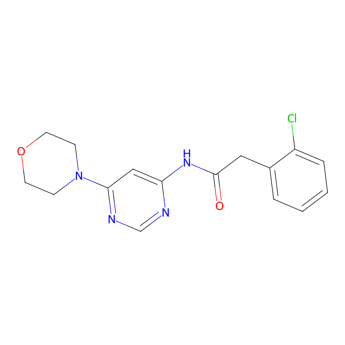 2-(2-chlorophenyl)-N-(6-morpholinopyrimidin-4-yl)acetamide molecular structure, CAS 1396855-75-6