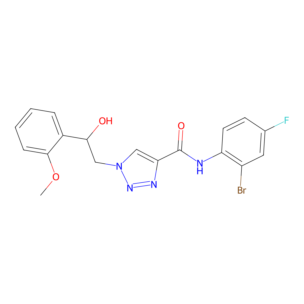 N-(2-bromo-4-fluorophenyl)-1-[2-hydroxy-2-(2-methoxyphenyl)ethyl]-1H-1,2,3-triazole-4-carboxamide molecular structure, CAS 1396855-80-3