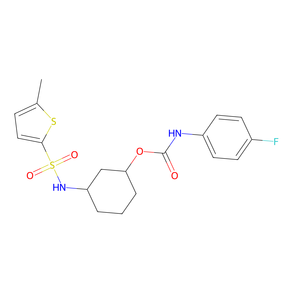 3-(5-Methylthiophene-2-sulfonamido)cyclohexyl (4-fluorophenyl)carbamate molecular structure, CAS 1396855-82-5