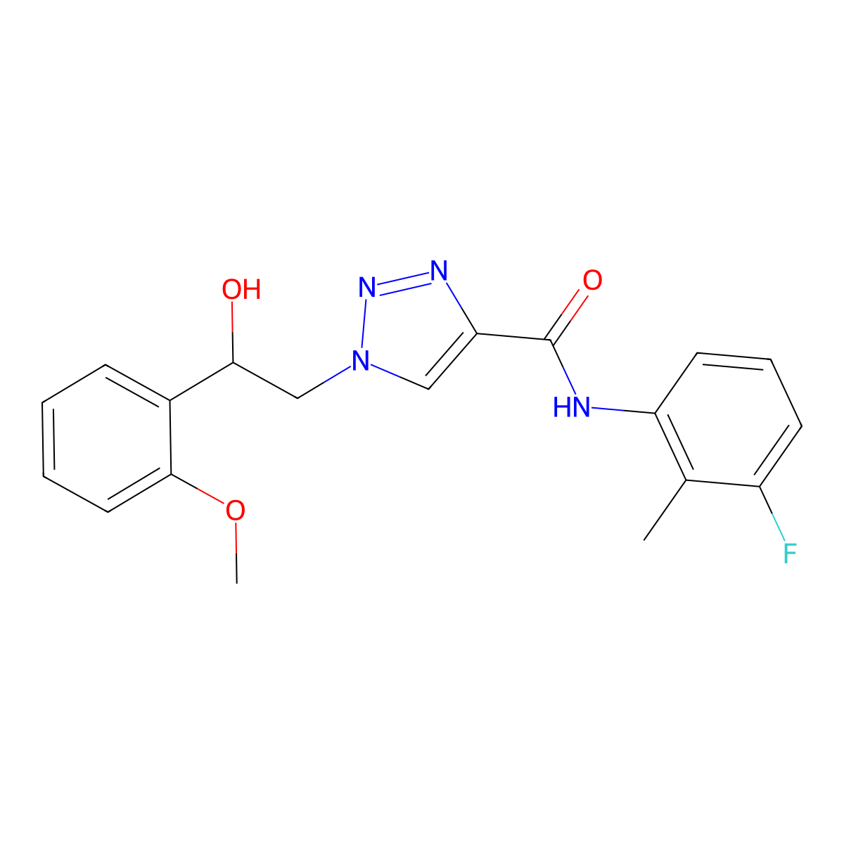 N-(3-fluoro-2-methylphenyl)-1-[2-hydroxy-2-(2-methoxyphenyl)ethyl]-1H-1,2,3-triazole-4-carboxamide molecular structure, CAS 1396855-85-8
