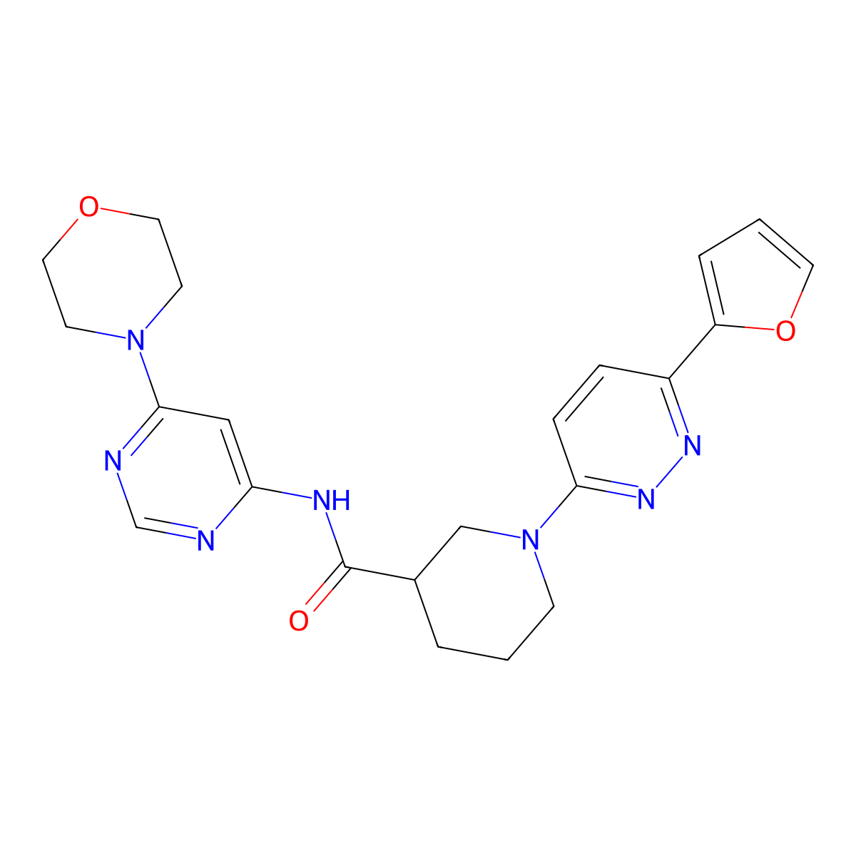 1-(6-(furan-2-yl)pyridazin-3-yl)-N-(6-morpholinopyrimidin-4-yl)piperidine-3-carboxamide molecular structure, CAS 1396855-91-6