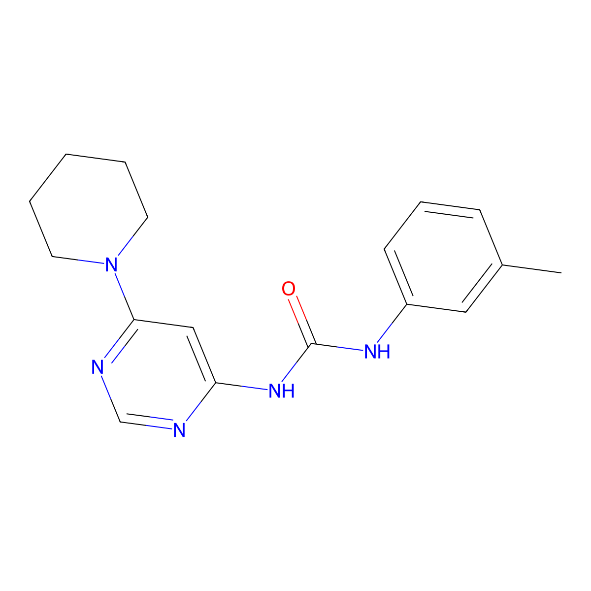 1-(6-(Piperidin-1-yl)pyrimidin-4-yl)-3-(m-tolyl)urea molecular structure, CAS 1396855-94-9
