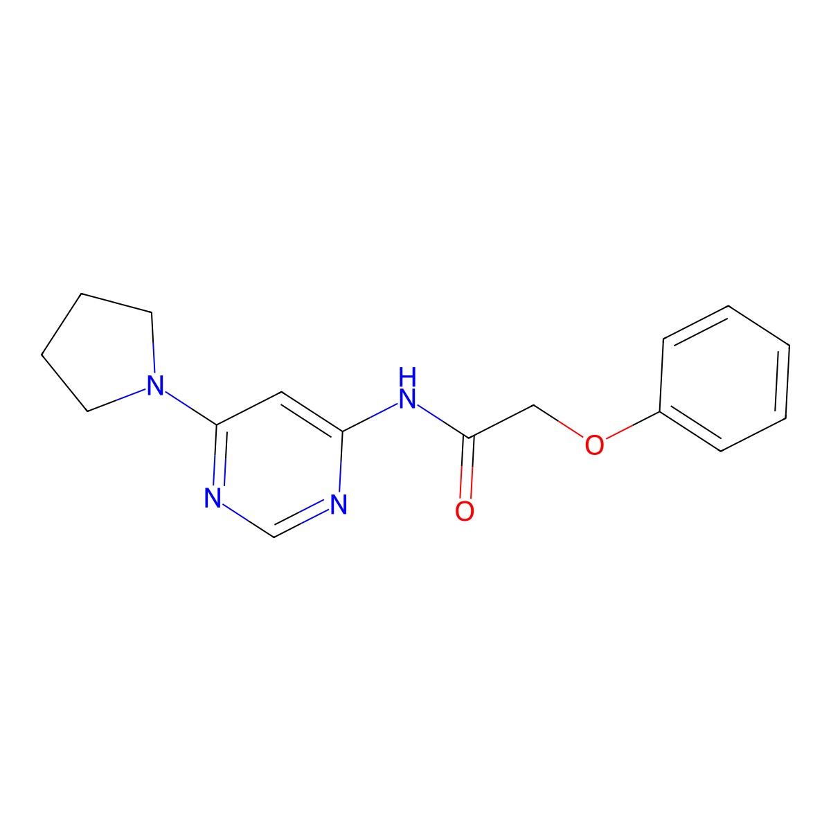 2-phenoxy-N-(6-(pyrrolidin-1-yl)pyrimidin-4-yl)acetamide molecular structure, CAS 1396855-97-2