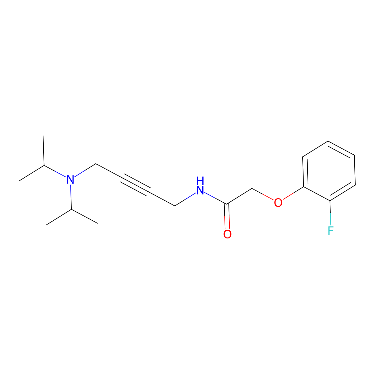 N-(4-(diisopropylamino)but-2-yn-1-yl)-2-(2-fluorophenoxy)acetamide molecular structure, CAS 1396856-00-0