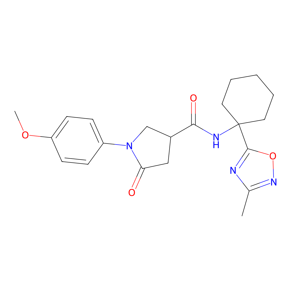 1-(4-methoxyphenyl)-N-[1-(3-methyl-1,2,4-oxadiazol-5-yl)cyclohexyl]-5-oxopyrrolidine-3-carboxamide molecular structure, CAS 1396856-01-1