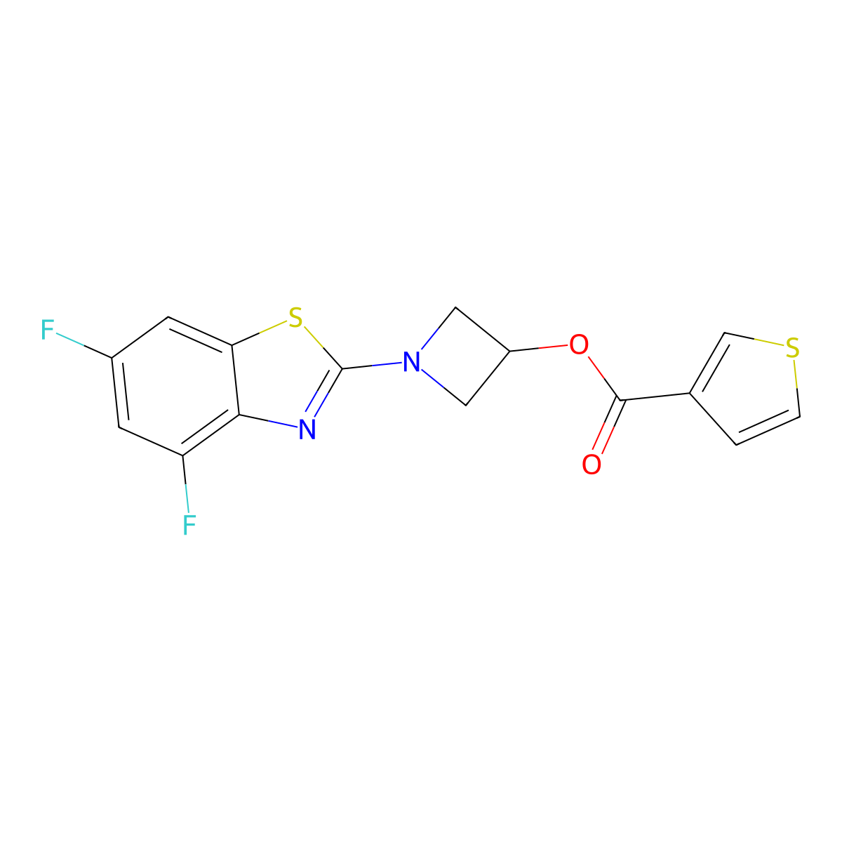 1-(4,6-Difluorobenzo[d]thiazol-2-yl)azetidin-3-yl thiophene-3-carboxylate molecular structure, CAS 1396856-02-2