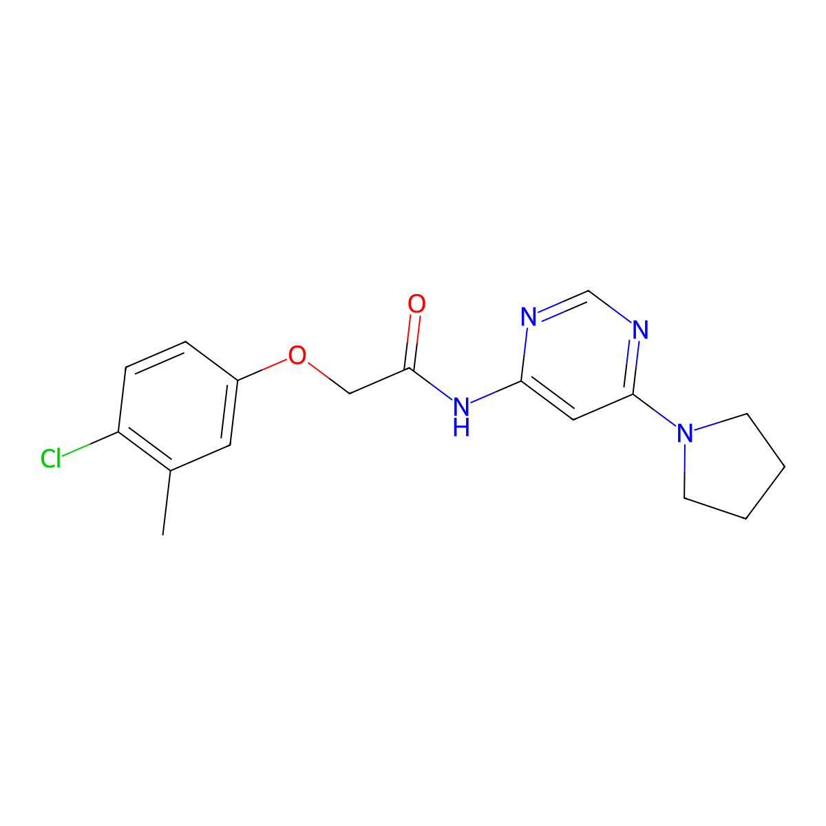 2-(4-chloro-3-methylphenoxy)-N-[6-(pyrrolidin-1-yl)pyrimidin-4-yl]acetamide molecular structure, CAS 1396856-03-3