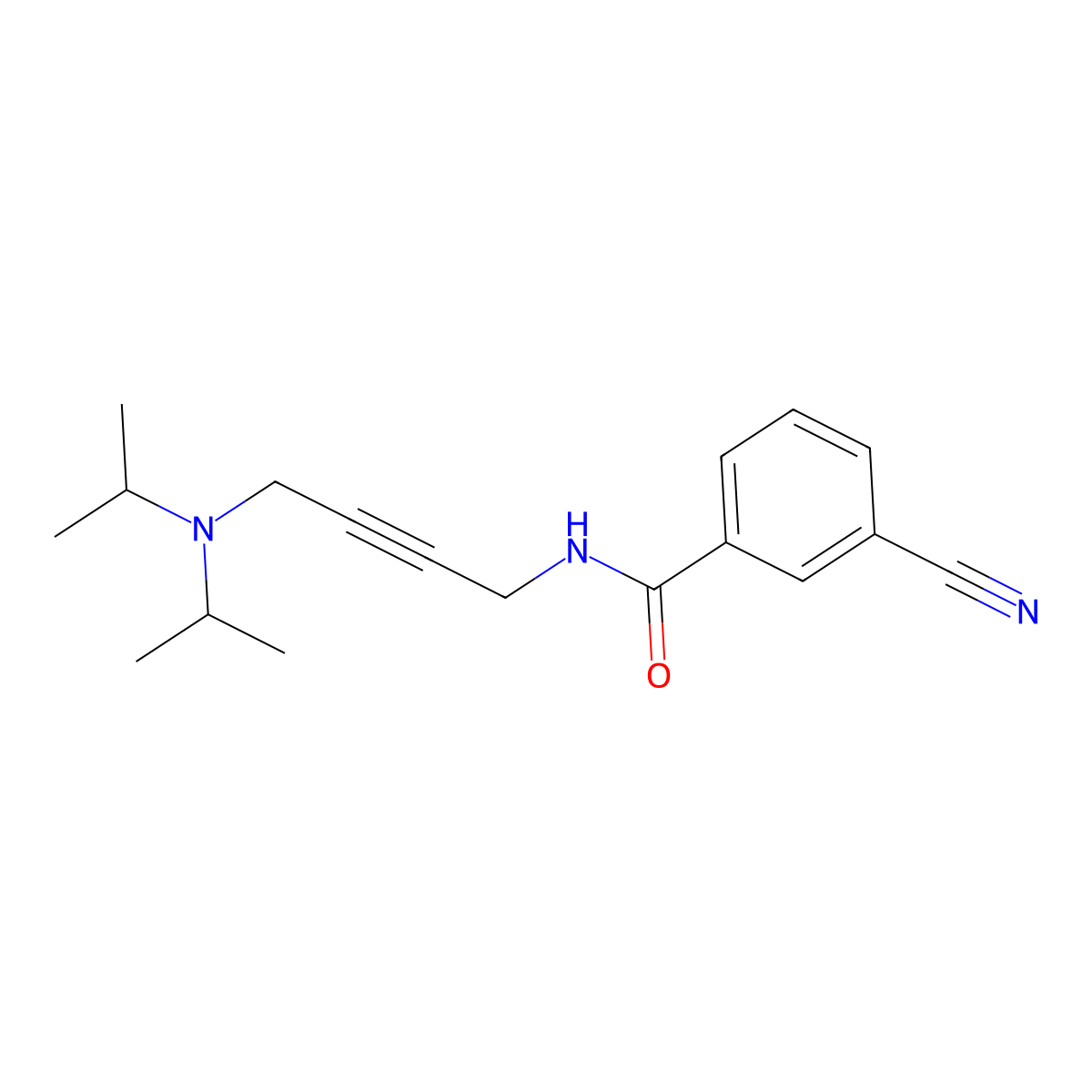 3-cyano-N-(4-(diisopropylamino)but-2-yn-1-yl)benzamide molecular structure, CAS 1396856-04-4