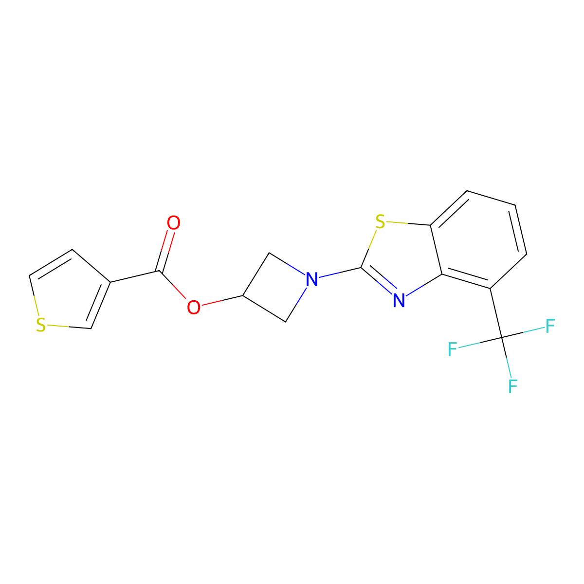 1-(4-(Trifluoromethyl)benzo[d]thiazol-2-yl)azetidin-3-yl thiophene-3-carboxylate molecular structure, CAS 1396856-05-5