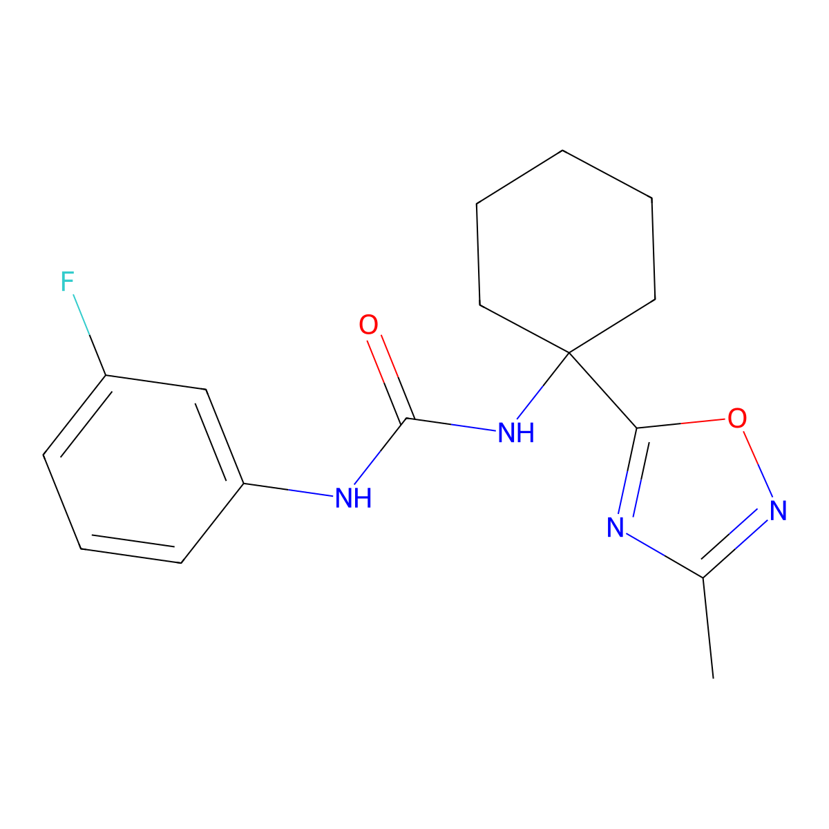 1-(3-Fluorophenyl)-3-[1-(3-methyl-1,2,4-oxadiazol-5-YL)cyclohexyl]urea molecular structure, CAS 1396856-06-6