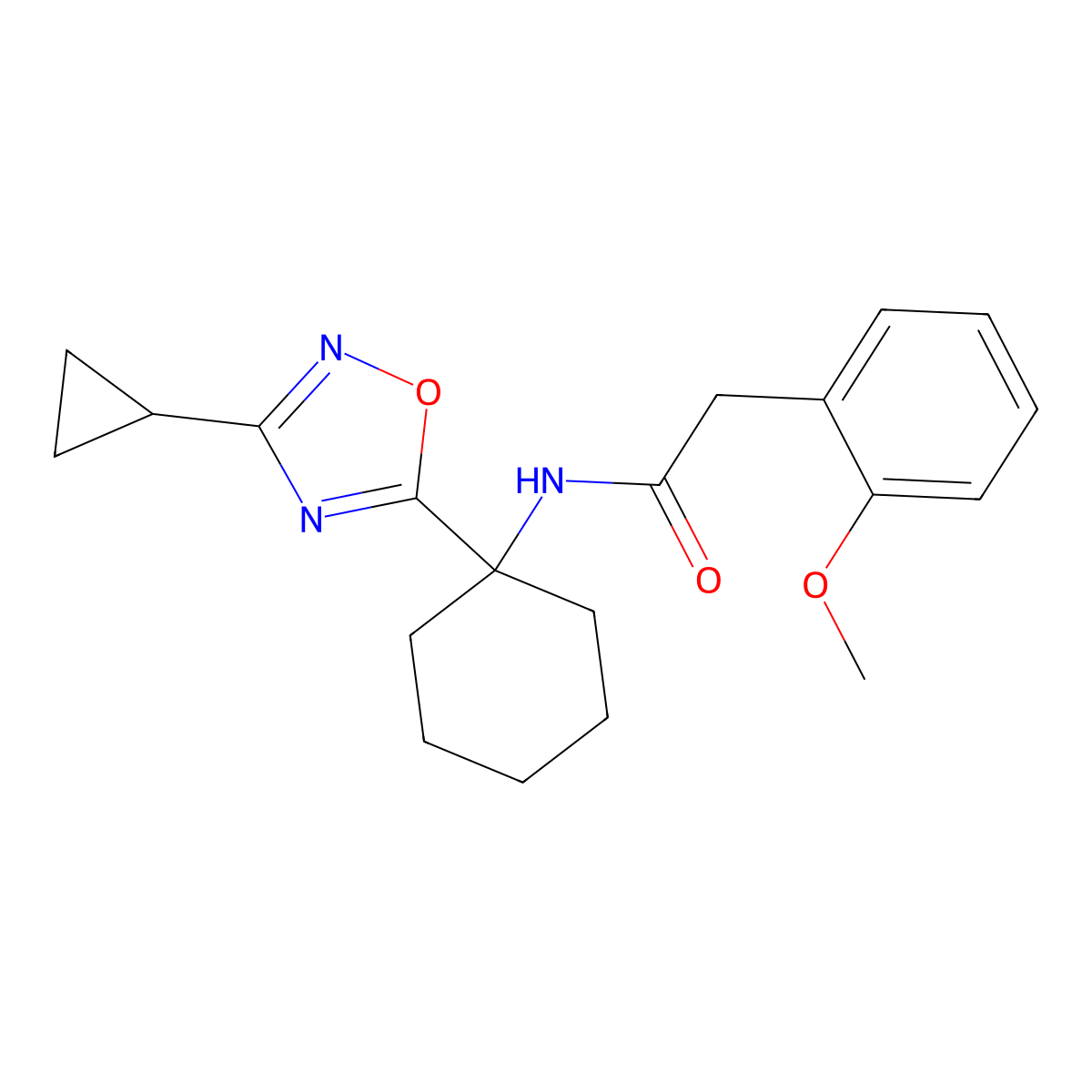 N-[1-(3-cyclopropyl-1,2,4-oxadiazol-5-yl)cyclohexyl]-2-(2-methoxyphenyl)acetamide molecular structure, CAS 1396856-10-2