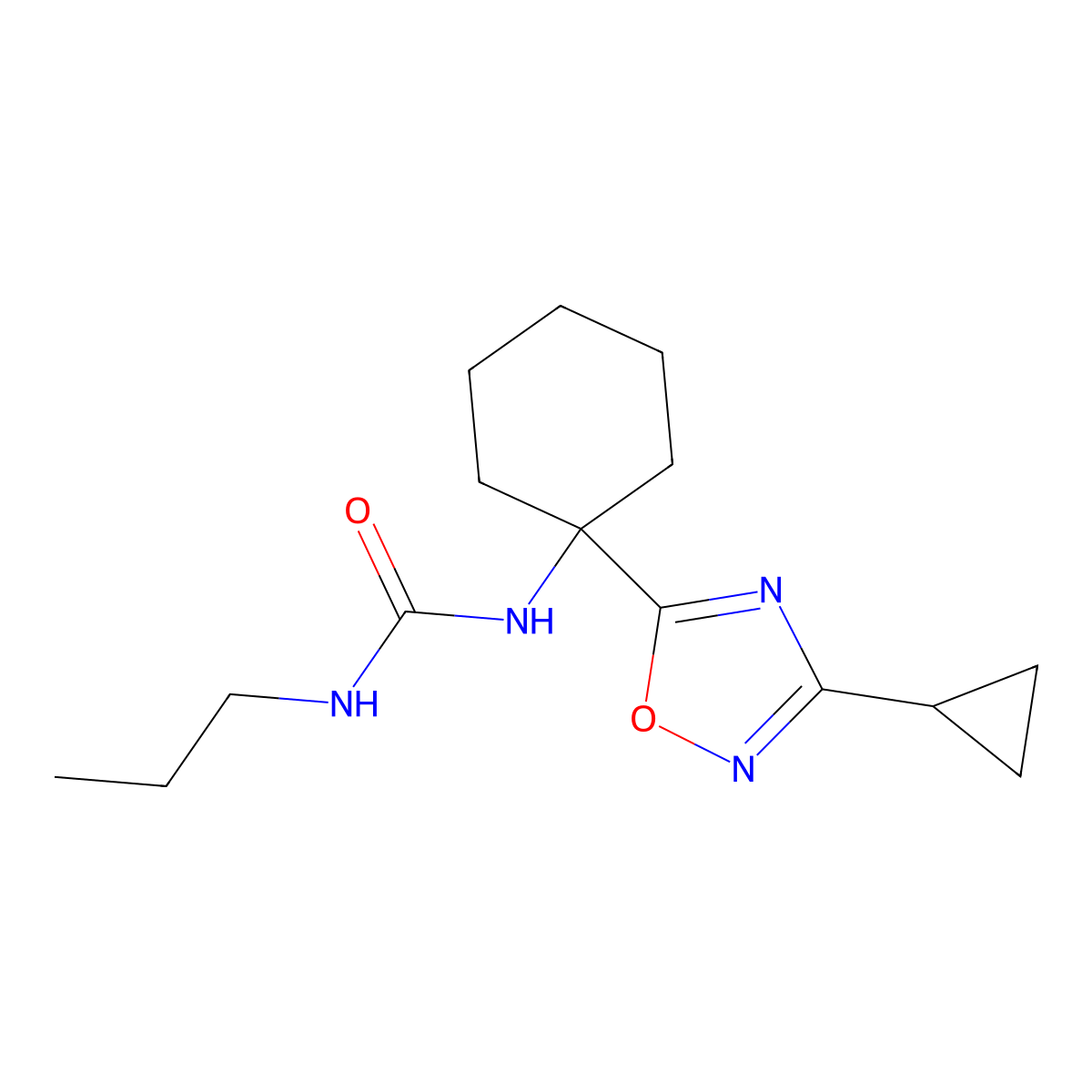 1-[1-(3-Cyclopropyl-1,2,4-oxadiazol-5-yl)cyclohexyl]-3-propylurea molecular structure, CAS 1396856-15-7