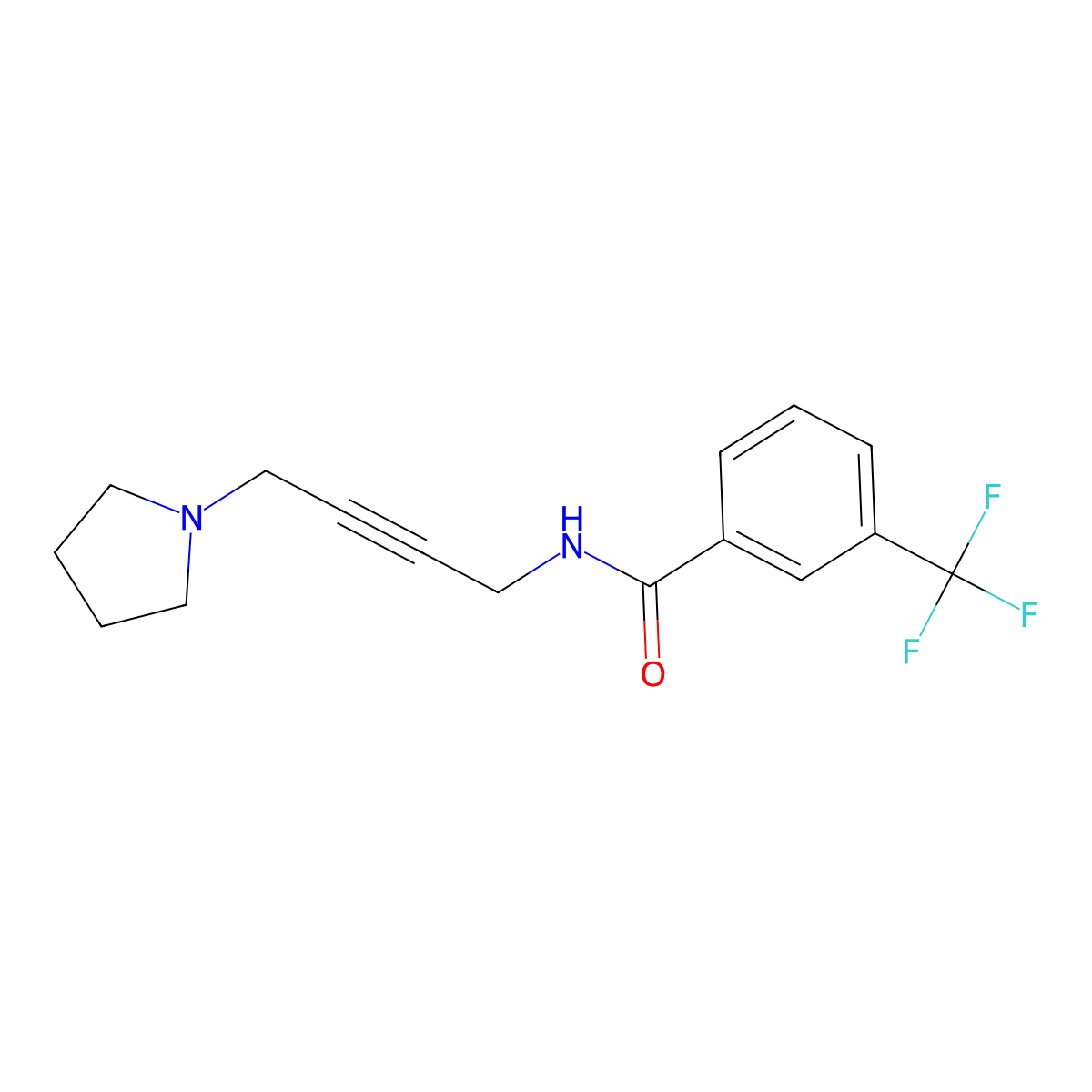 N-[4-(pyrrolidin-1-yl)but-2-yn-1-yl]-3-(trifluoromethyl)benzamide molecular structure, CAS 1396856-18-0