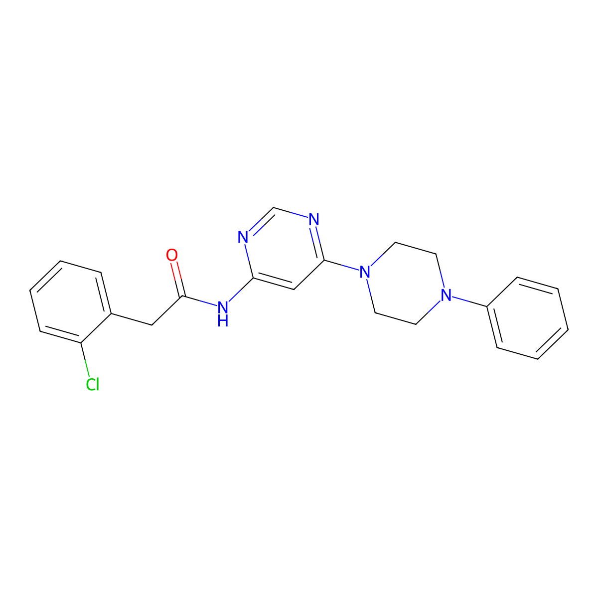 2-(2-chlorophenyl)-N-[6-(4-phenylpiperazin-1-yl)pyrimidin-4-yl]acetamide molecular structure, CAS 1396856-21-5