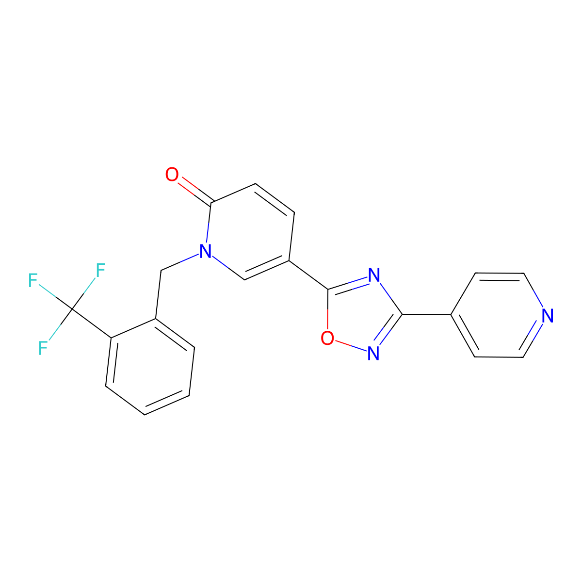 5-(3-(pyridin-4-yl)-1,2,4-oxadiazol-5-yl)-1-(2-(trifluoromethyl)benzyl)pyridin-2(1H)-one molecular structure, CAS 1396856-29-3