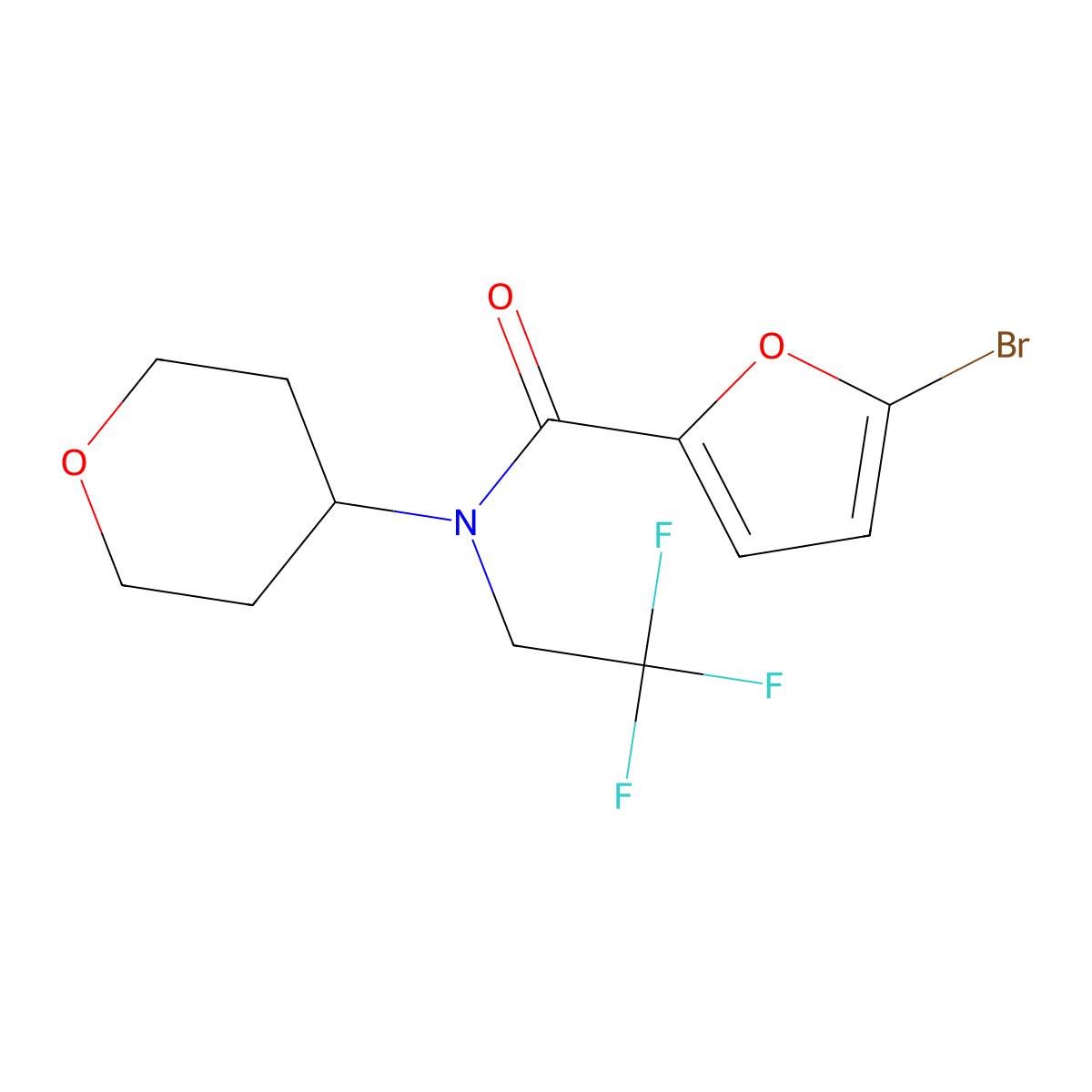 5-bromo-N-(oxan-4-yl)-N-(2,2,2-trifluoroethyl)furan-2-carboxamide molecular structure, CAS 1396856-39-5