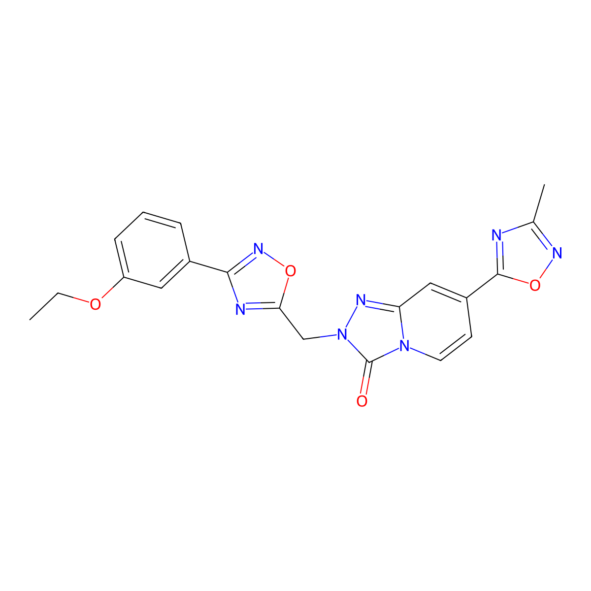 2-((3-(3-ethoxyphenyl)-1,2,4-oxadiazol-5-yl)methyl)-7-(3-methyl-1,2,4-oxadiazol-5-yl)-[1,2,4]triazolo[4,3-a]pyridin-3(2H)-one molecular structure, CAS 1396856-43-1
