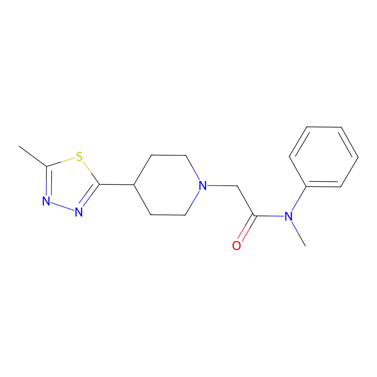 N-Methyl-2-[4-(5-methyl-1,3,4-thiadiazol-2-yl)piperidin-1-yl]-N-phenylacetamide molecular structure, CAS 1396856-53-3
