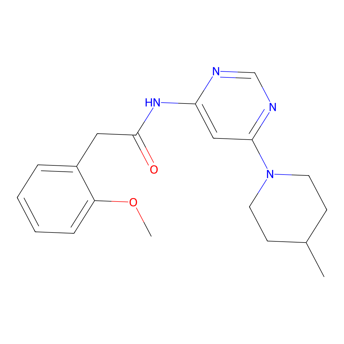 2-(2-methoxyphenyl)-N-[6-(4-methylpiperidin-1-yl)pyrimidin-4-yl]acetamide molecular structure, CAS 1396856-56-6