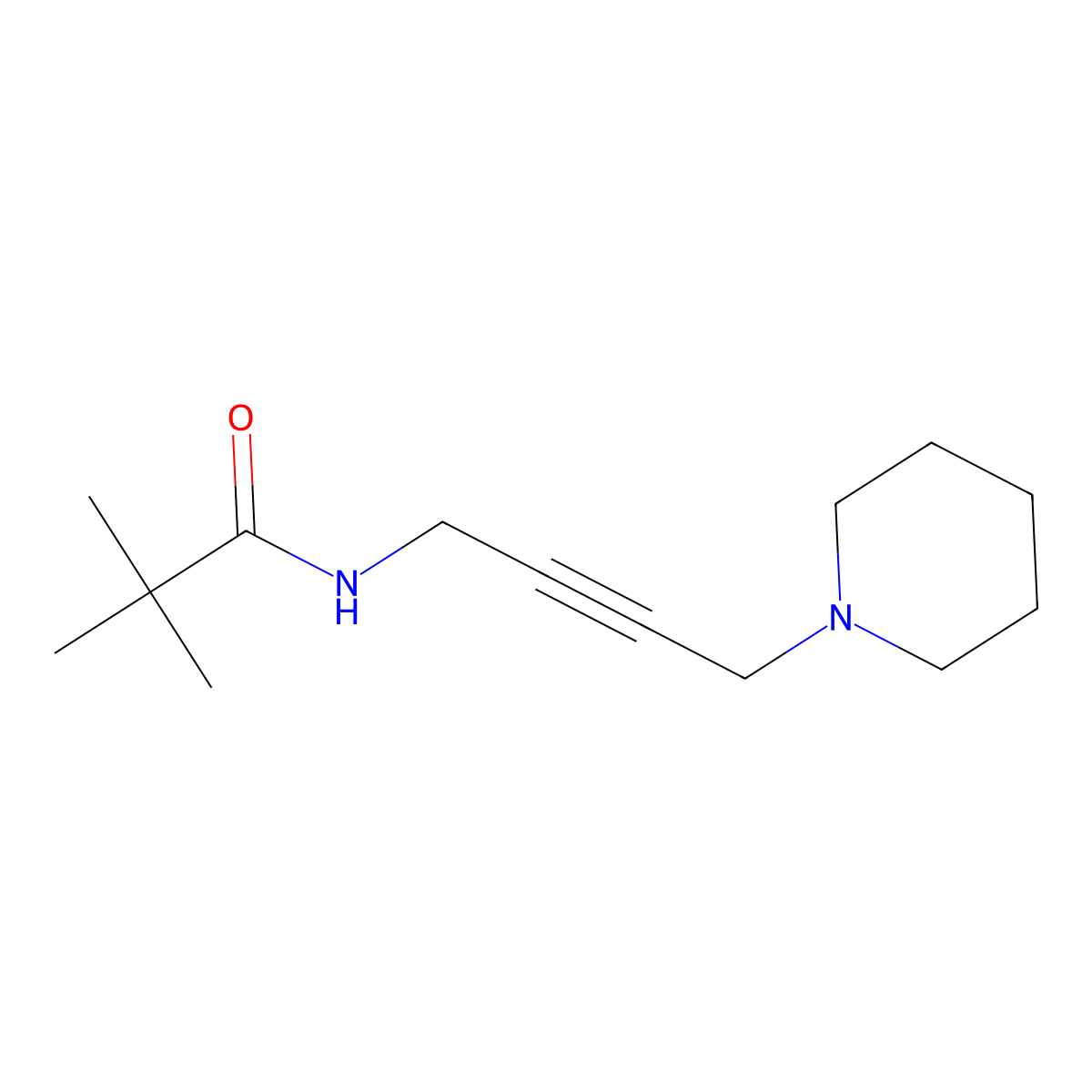 N-(4-(piperidin-1-yl)but-2-yn-1-yl)pivalamide molecular structure, CAS 1396856-57-7