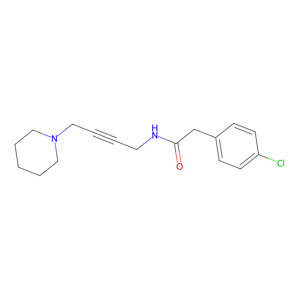 2-(4-chlorophenyl)-N-[4-(piperidin-1-yl)but-2-yn-1-yl]acetamide molecular structure, CAS 1396856-59-9