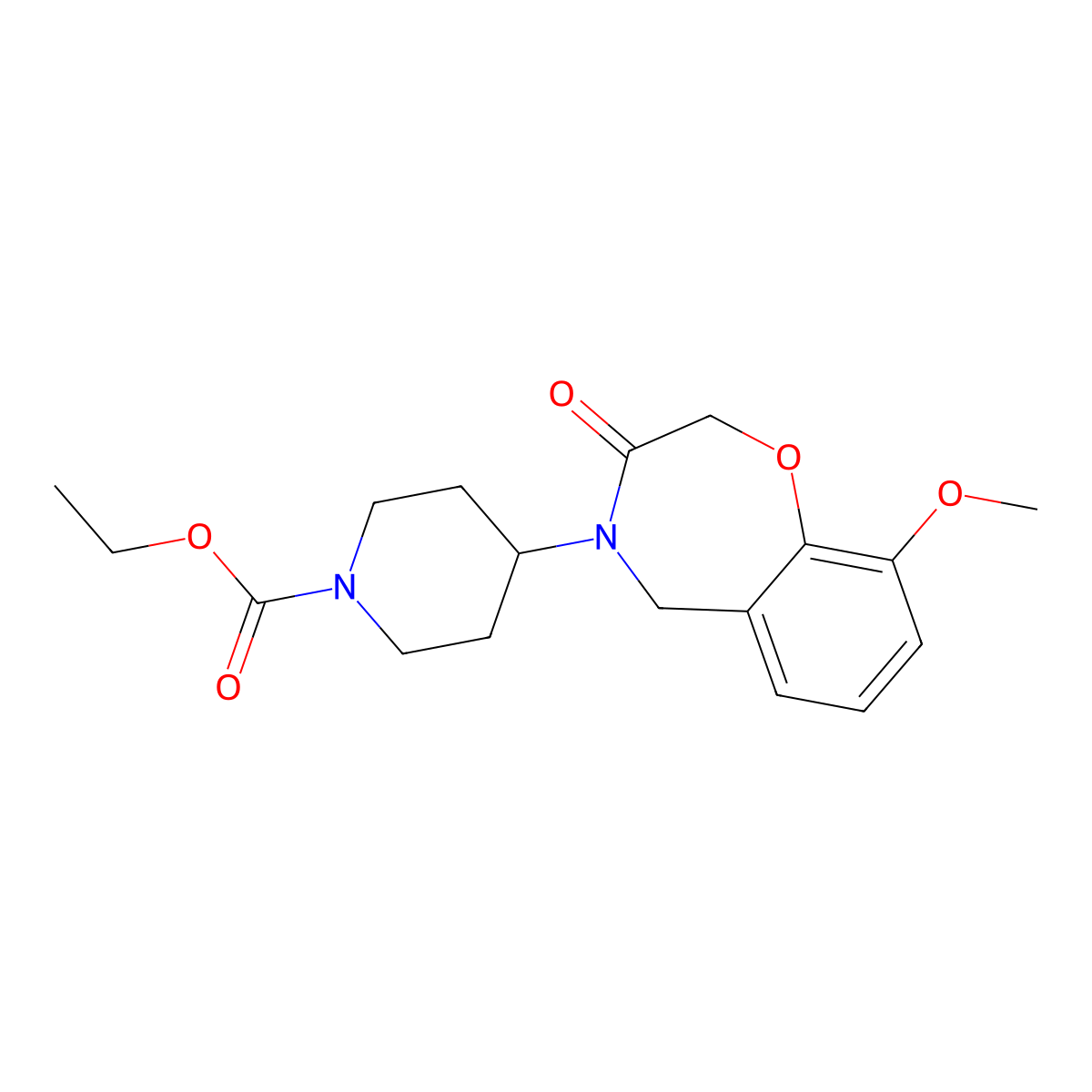 ethyl 4-(9-methoxy-3-oxo-2,3-dihydro-1,4-benzoxazepin-4(5H)-yl)piperidine-1-carboxylate molecular structure, CAS 1396856-62-4